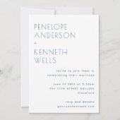 Boho Minimalist Scandinavian Blue Floral Wedding Kaart (Voorkant)