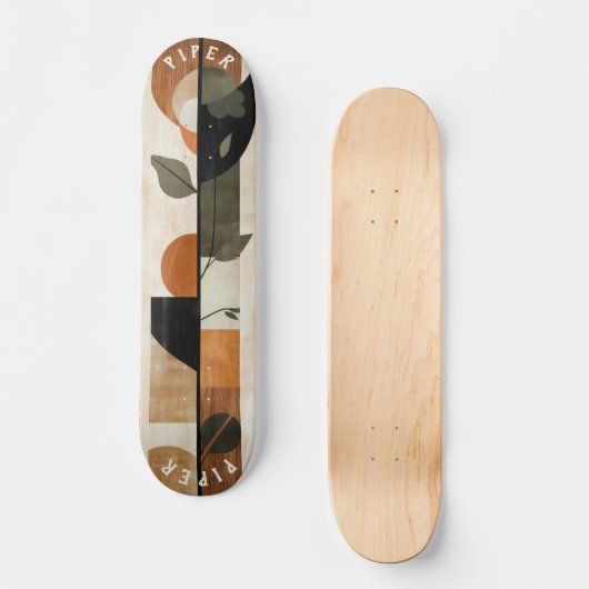 Boho Minimalist Skateboard - Terre Feuille géométr (Recto)