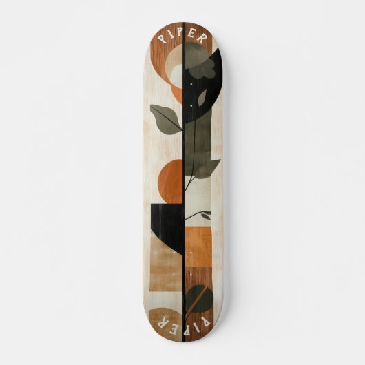 Boho Minimalist Skateboard - Terre Feuille géométr (Devant)
