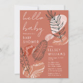 Boho Minimalist Terracotta Blush Hallo Baby shower Kaart (Voorkant)