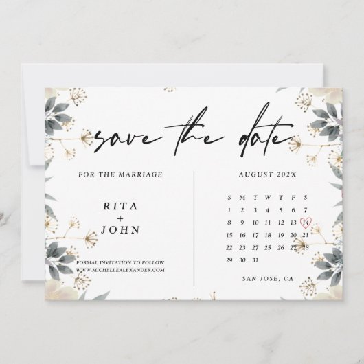 Boho Minimalist Wedding Save The Date Kaart (Voorkant)