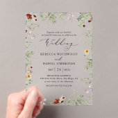 Boho Minimalist Wildflower Wedding Acryl Uitnodigingen (Insitu (Draagbaar))