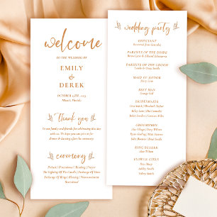 Boho Minimaliste Burnt Orange Floral Mariage Menu