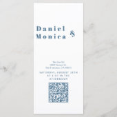 boho minimaliste Chic Pastel Blue Mariage Menu (Dos)