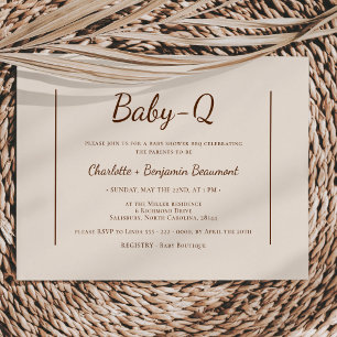 Boho Minimalistisch Beige Baby-Q BBQ Baby shower Kaart