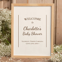 Boho minimalistisch beige Baby shower welkom Poste