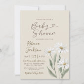 Boho minimalistisch Daisy Wildflower Baby shower Kaart (Voorkant)
