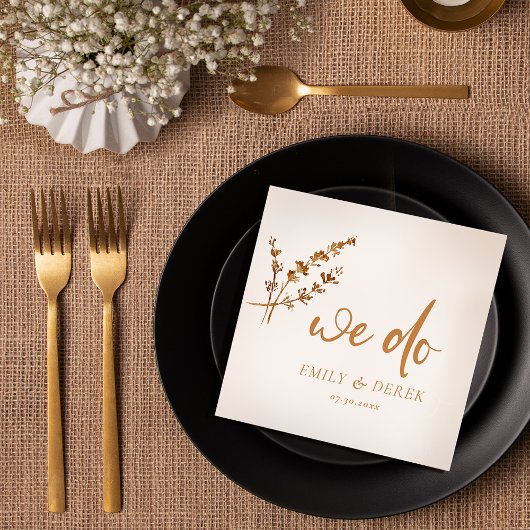 Boho minimalistisch Sinaasappel bloemenbruiloft Servet