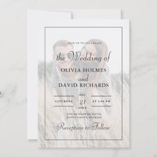 Boho minimalistische aangepaste foto bruiloft kaart (Voorkant)