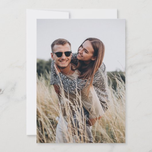 Boho minimalistische aangepaste foto bruiloft kaart (Achterkant)