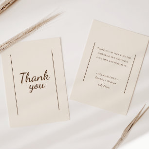 Boho Minimalistische Beige Baby Shower Bedankkaart