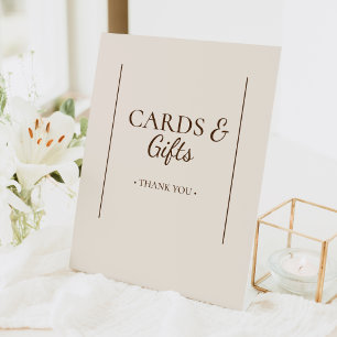 Boho Minimalistische Beige Baby shower Kaarten en  Reclamebord Met Voetstuk