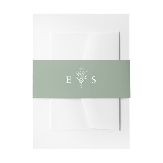 Boho minimalistische botanicals Sage Groene bruilo Uitnodigingen Wikkel (Voorkant Voorbeeld)