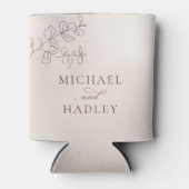 Boho minimalistische botanische bloemen bruiloft blikjeskoeler (Voorkant)