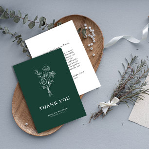 Boho Minimalistische Botanische Elementen Smaragd Bedankkaart