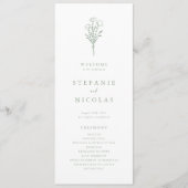 Boho Minimalistische Botanische Saliegroene Trouwd Programma (Voorkant)