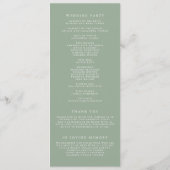 Boho Minimalistische Botanische Saliegroene Trouwd Programma (Achterkant)
