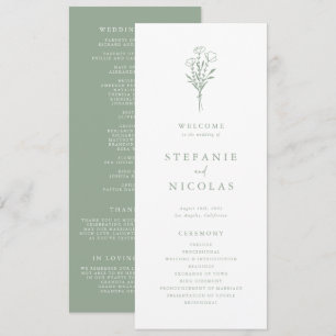 Boho Minimalistische Botanische Saliegroene Trouwd Programma