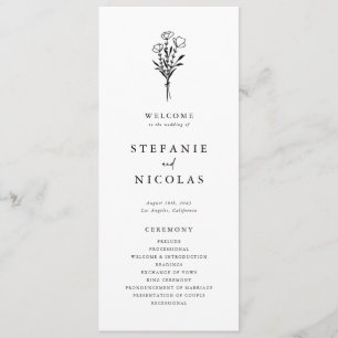 Boho Minimalistische Botanische Zwarte en Witte Hu Programma