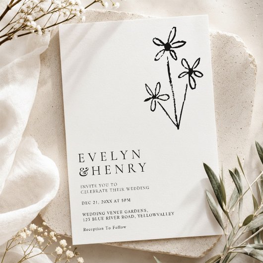 Boho Minimalistische Eenvoudige Chic Huwelijk Kaart