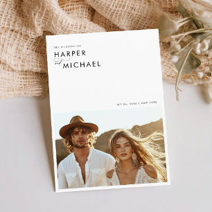 Boho minimalistische foto bruiloft kaart