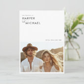 Boho minimalistische foto bruiloft kaart (Staand voorkant)