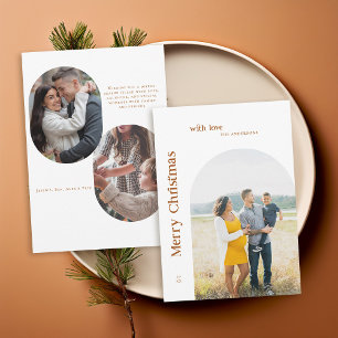 Boho Minimalistische Foto Kerstfamilie Feestdagenkaart