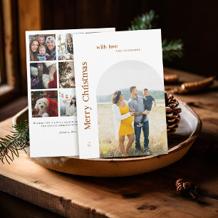 Boho Minimalistische Foto Kerstfamilie Feestdagenkaart