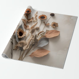 Boho Minimalistische Gedroogde Bloemen Kunstdruk Cadeaupapier