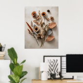 Boho Minimalistische Gedroogde Bloemen Kunstdruk Poster (Thuiskantoor)