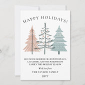 Boho Minimalistische Handgetekende Kerstbomen Feestdagenkaart (Voorkant)