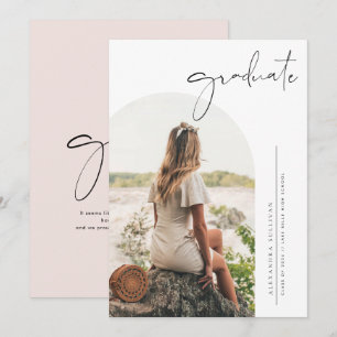 Boho Minimalistische Kalligrafie Boog Foto Afstude Aankondiging
