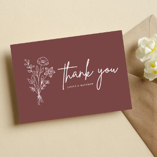 Boho Minimalistische Mauve Trouw Dankjewelkaart Briefkaart