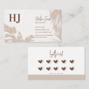 Boho minimalistische Monstera Leaf Shadow Loyalite Visitekaartje