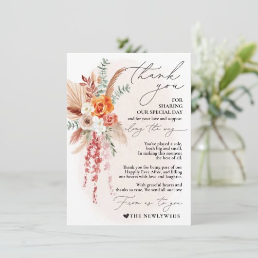 Boho Minimalistische servet bedankkaart Menu (Staand voorkant)