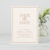 Boho minimalistische terracotta Save the Date Kaar (Staand voorkant)