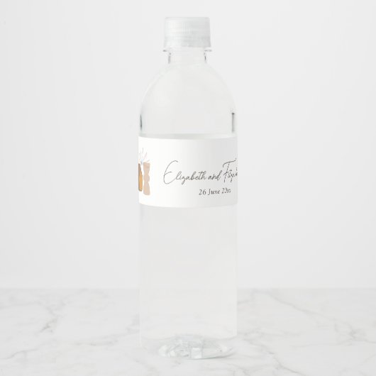 Boho minimalistische vazen bruiloft waterfles etiket (Voorkant)