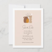Boho minimalistische vazen Initialen bruiloft van Save The Date (Voorkant)