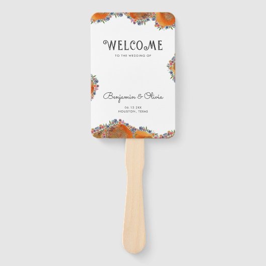 Boho minimalistische Waterverf Wildflower bruiloft Handwaaier (Voorkant)