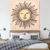 Boho Minimalistische Zon Symbool Canvas – Moderne  Afdruk (Insitu (Slaapkamer))
