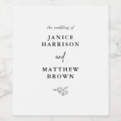 Boho minimalistische zwart-wit bruiloft wijn etiket (Enkel label)