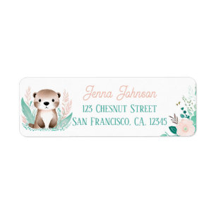 Boho Mint Green Baby Otter Retouradreslabels Etiket