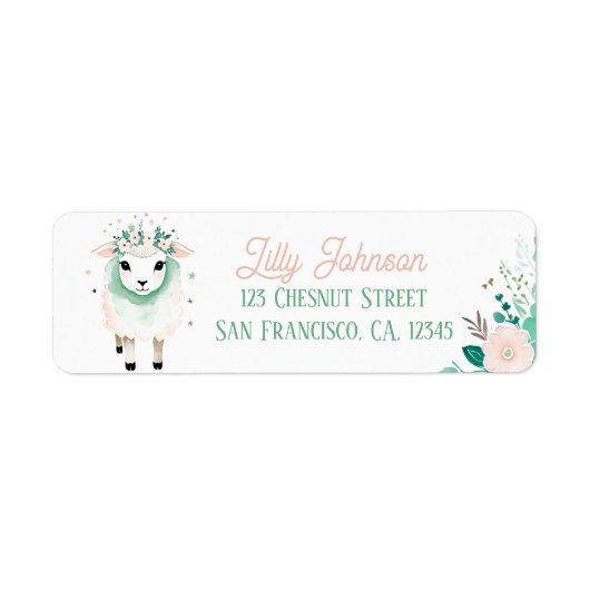 Boho Mint Green brebis Retour Adresse Étiquettes (Devant)