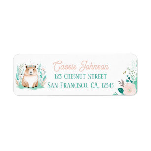 Boho Mint Green Capybara Étiquettes d'adresse de r