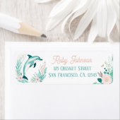 Boho Mint Green Dolphin Retour Adreslabels Etiket (Insitu)