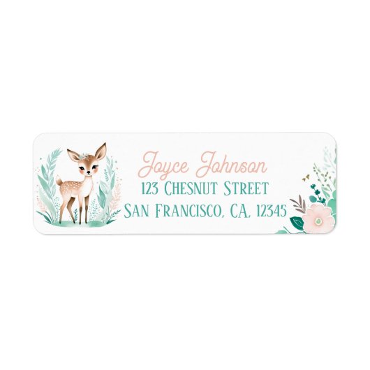 Boho Mint Green Fawn Retouradres Labels (Voorkant)