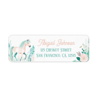 Boho Mint Green Horse Retourner Adresse Étiquettes