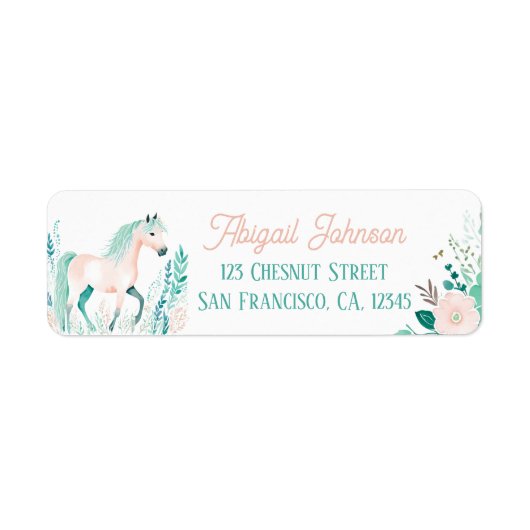 Boho Mint Green Horse Retourner Adresse Étiquettes (Devant)