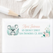 Boho Mint Green Koala Adresse de retour Étiquettes (En situation)