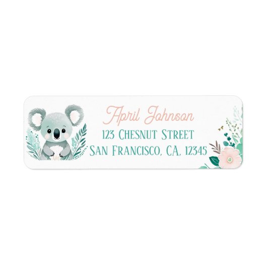 Boho Mint Green Koala Adresse de retour Étiquettes (Devant)